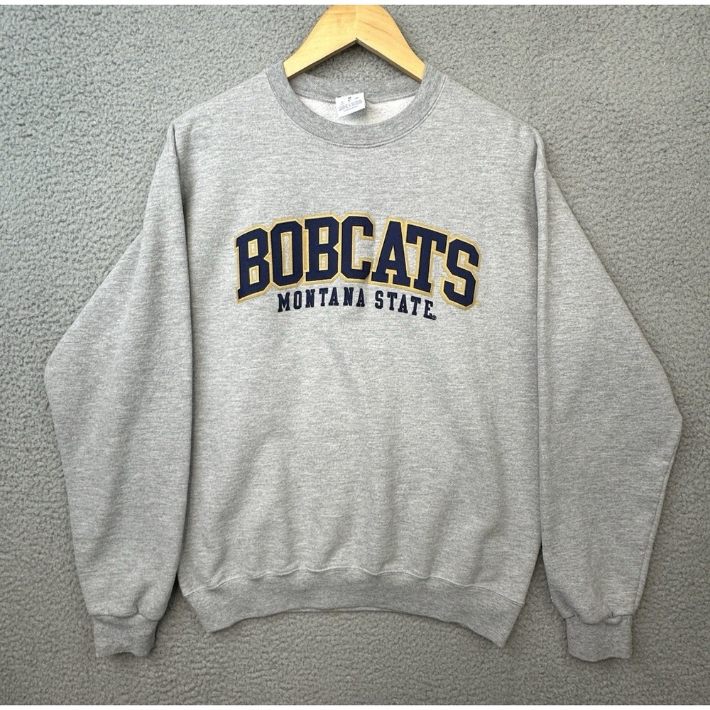 Montana State Bobcats Crewneck Sweatshirt Champion Men Medium Gray Pullover NCAA